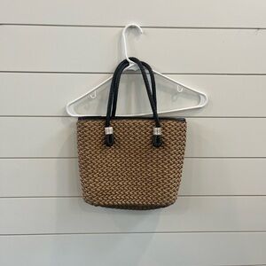 EGO Brown and Black Woven Small Tote Bag
